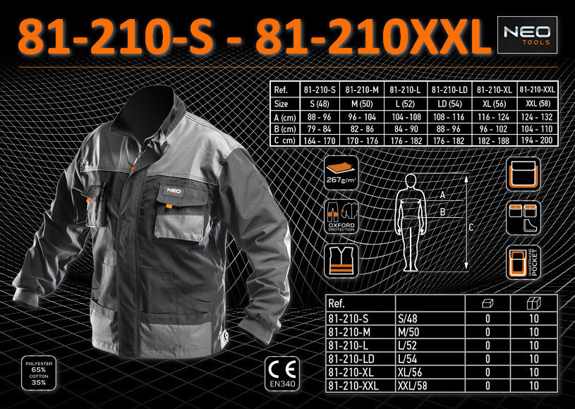 Куртка робоча HD 81-210 NEO TOOLS (Польща) - Зображення 2
